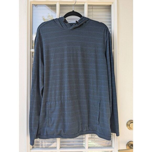 01.ALGO Performance Hoodie Pullover UPF 40 Quick Dry Blue Stripe, Size L - Picture 1 of 5
